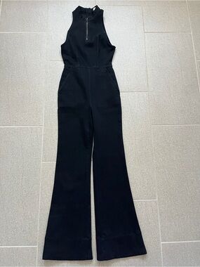 Pilcro Black Sleeveless High-Neck Jumpsuit with Flared Legs